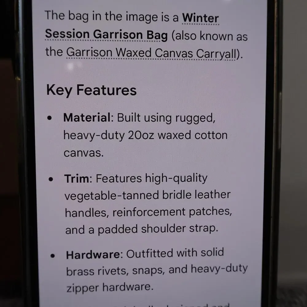 Winter Session Garrison Bag Waxed Canvas Mens Gray Briefcase Leather Strap